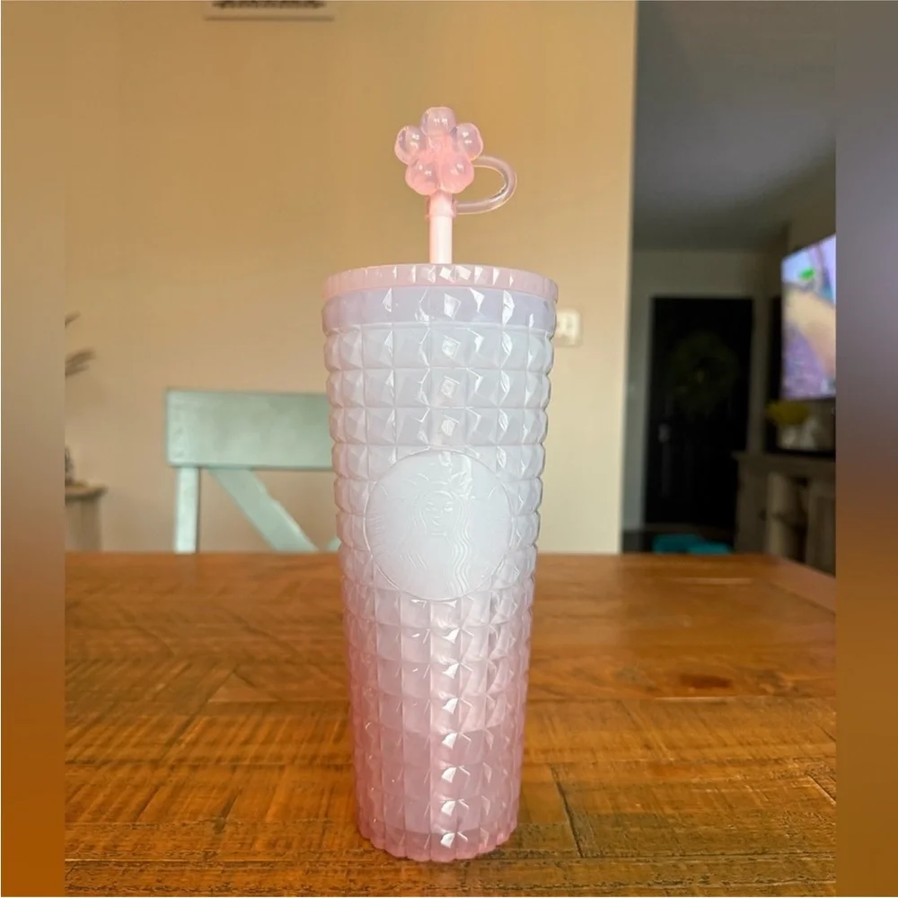 Starbucks Cherry Blossom Jelly Tumbler with Flower Straw, new - Picture 2 of 4